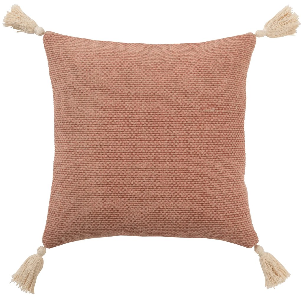 Staro-ružový bavlnený vankúš so strapcami Crocheted - 45 * 45 cm
