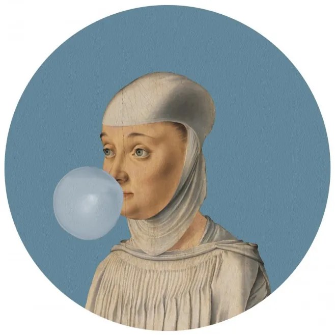 WALLCOLORS Dots Woman with Bubble Gum Blue - tapeta POVRCH: Prowall Canvas