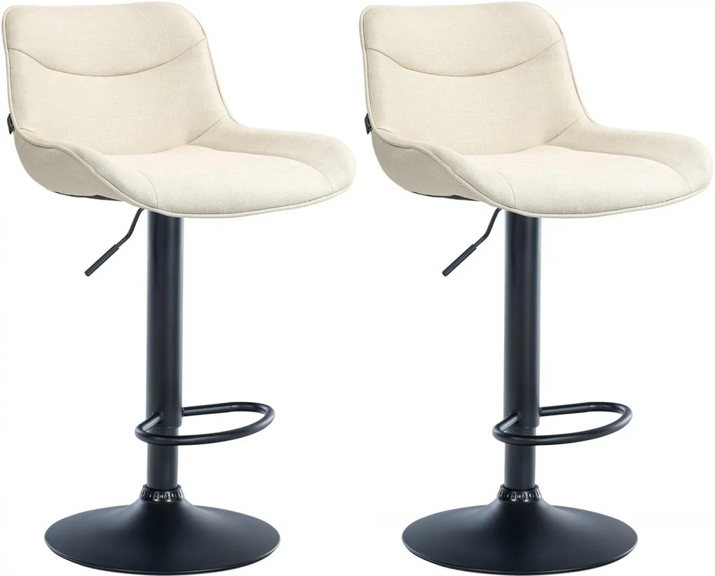Design-Shop 2x Barová stolička Vonore - látka, čierny rám - Krémová