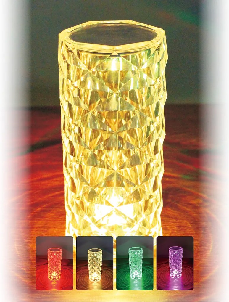 EUlight Stolná lampa Torre, 1x transparentné PVC tienidlo, RGB