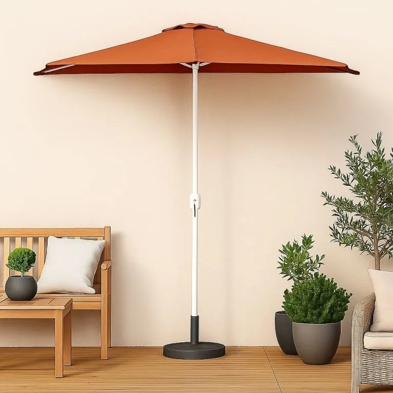 Garthen 29879 Polkruhový záhradný slnečník terakota vrátane príslušenstva