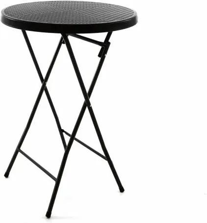 Záhradný barový stolík okrúhly - ratanová optika 110 cm - čierny