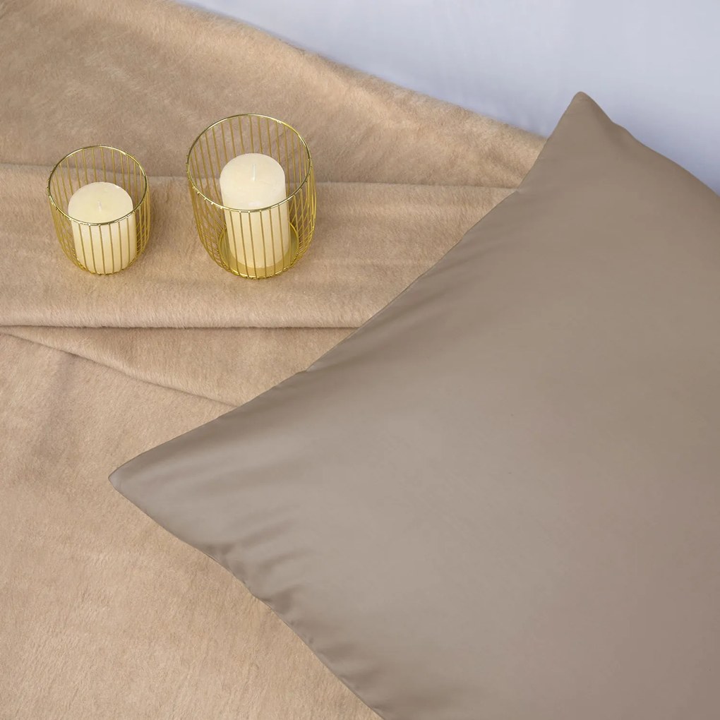 SATÉNOVÉ OBLIEČKY SATINLOVE CLASSIC 180X200 CM, 2KS 70X80 CM TMAVOBÉŽOVÉ