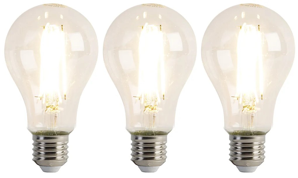 Sada 3 ks E27 LED svietidla A67 číra 8W 1055 lm 2700K