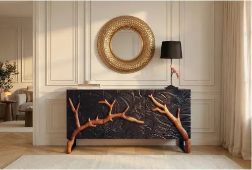 Komoda 46199 Forest 160cm Drevo Mango Čierne 3D - Komfort-nábytok