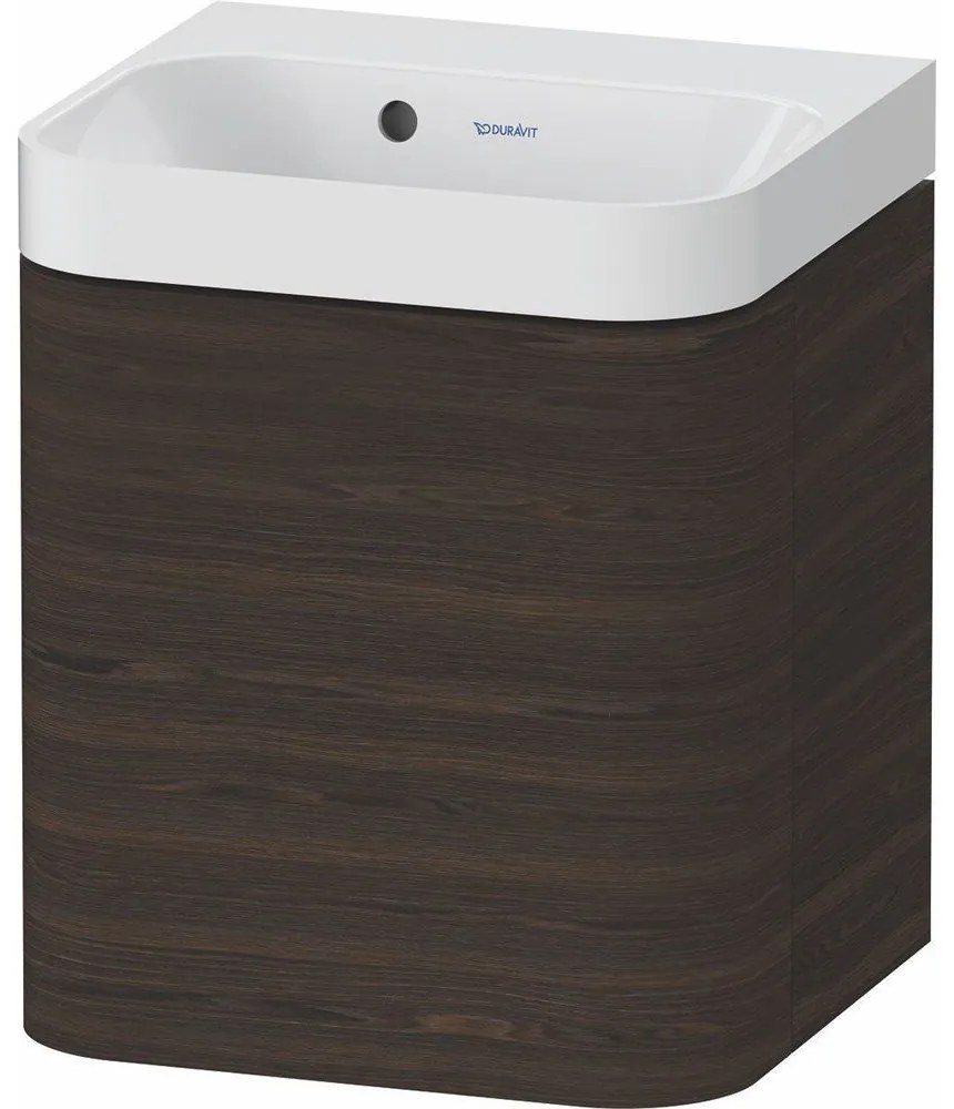 DURAVIT Happy D.2 Plus c-shaped závesná skrinka s nábytkovým umývadielkom bez otvoru, 1 dvierka, pánty vpravo, 400 x 360 x 480 mm, orech kartáčovaný, HP4344N69690000