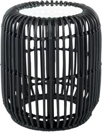 Čierny ratanový konferenčný stolík Mono Boho - Ø 38 * 41cm