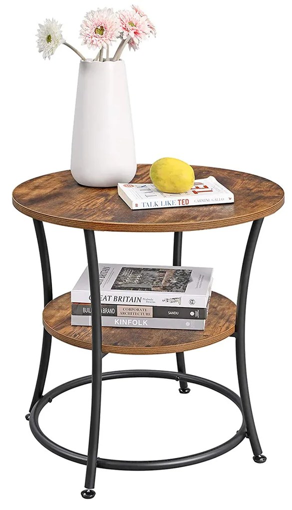 Odkladací stolík TAYLOR Ø 55 cm, rustikálne hnedý