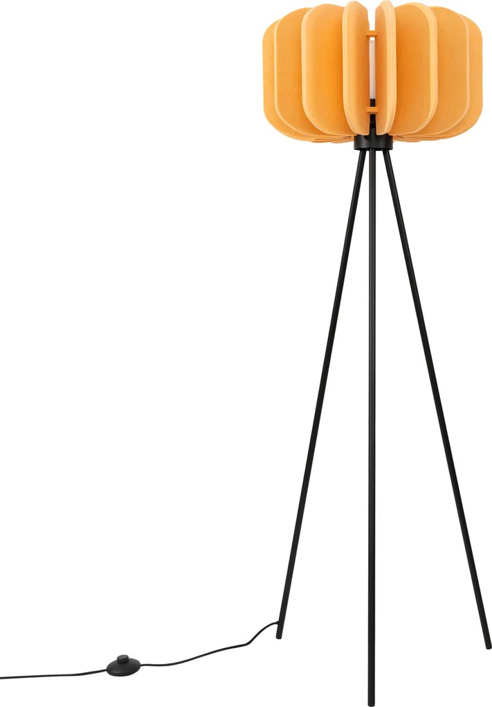 Stojacia lampa Mula, 1x žlté plstené tienidlo, b, (fi 45cm)