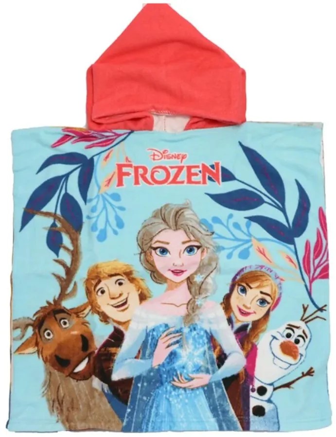 Kúpacie pončo - osuška s kapucňou Ľadové kráľovstvo - Frozen - vyrobená z mikrovlákna - 50 x 100 cm