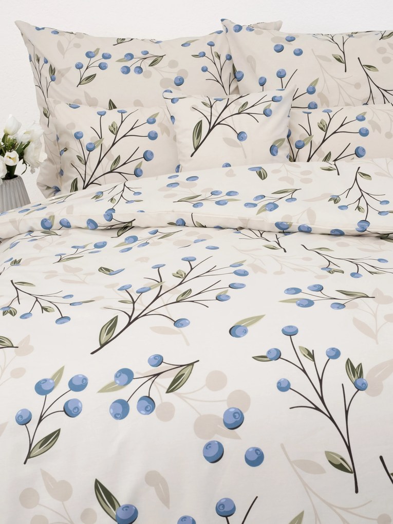 Predĺžené bavlnené obliečky Renforcé - Čučoriedky prírodné