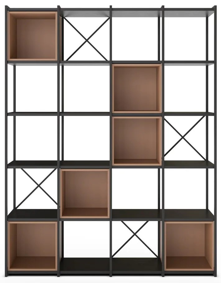 Knižnica v čierno-tehlovej farbe 140x179 cm Anya – Marckeric