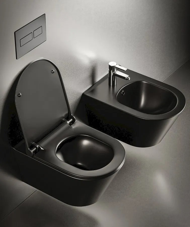 Sapho Sapho, AVVA bidet závesný 35,5x53 cm, čierna matná, 100324-110