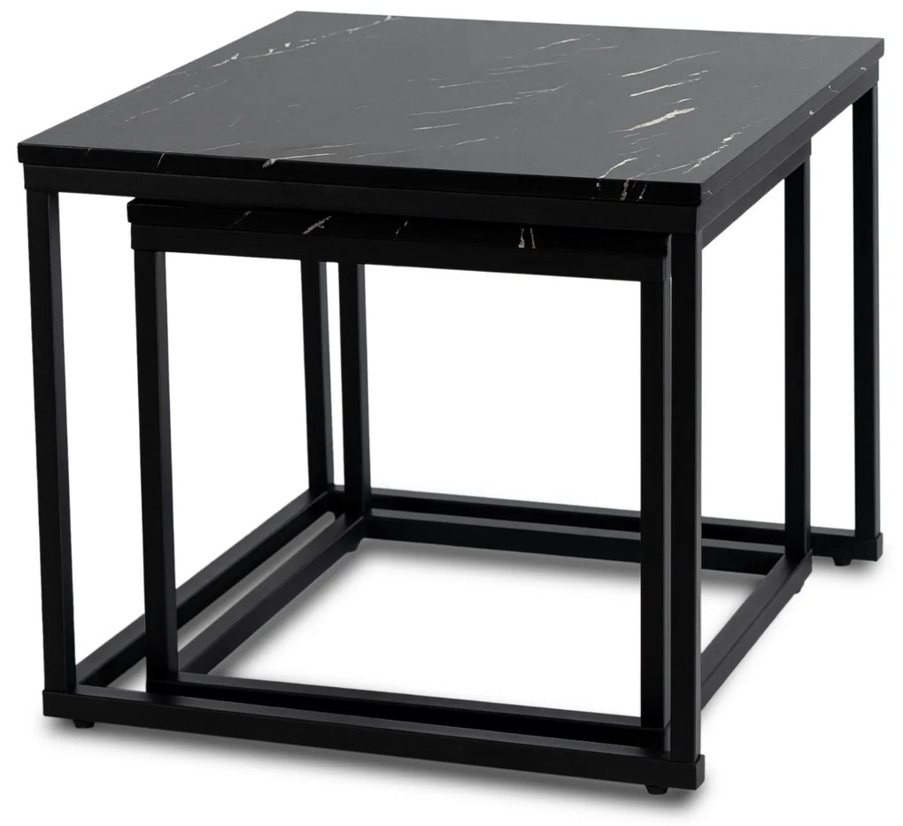 PROXIMA.store - Loftový set konferenčných stolíkov TEVET FARBA: čierny mramor, FARBA NÔH: čierna
