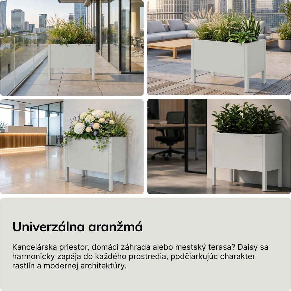 Malý sivý kovový kryt na kvetináč: DAISY 400 x 350 x 250 mm