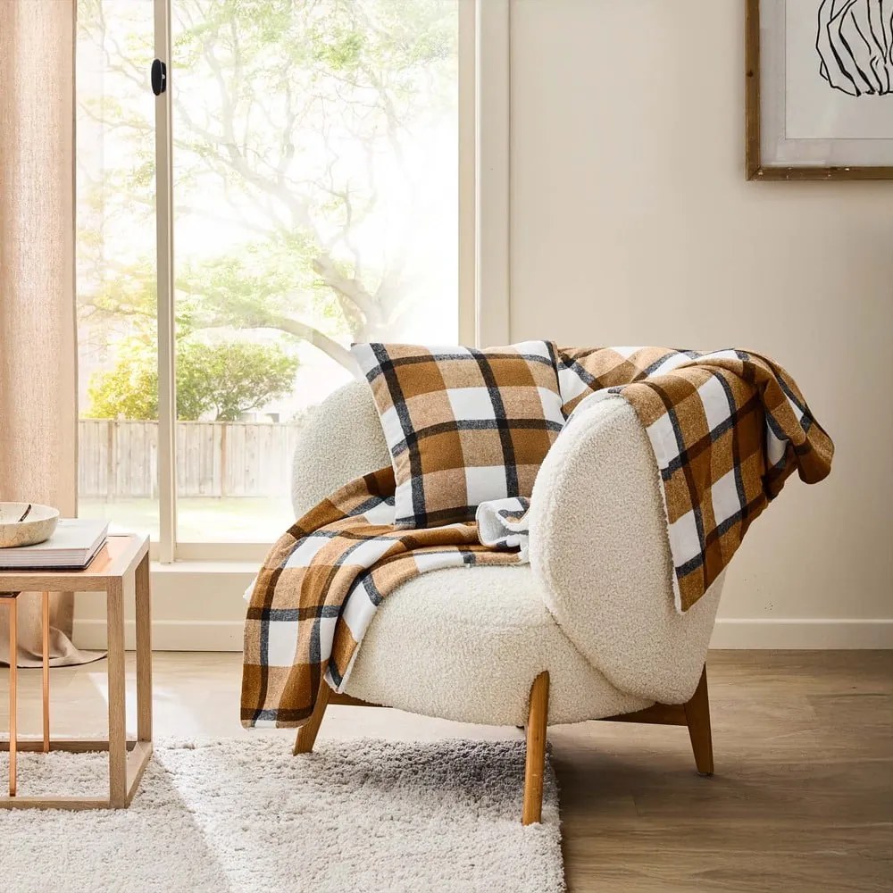Hnedá deka s baránkom 125x150 cm Ecossais – douceur d'intérieur