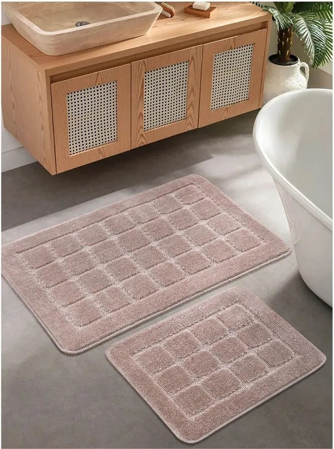 Hnedé kúpeľňové predložky v súprave 2 ks 50x80 cm Kareli – Foutastic