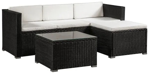 InternetovaZahrada Záhradný ratanový set Punta Cana L - čierny/krémové podušky