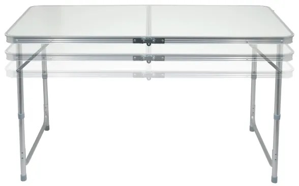 Skladací kempingový stôl + 4x stolička biela/chróm