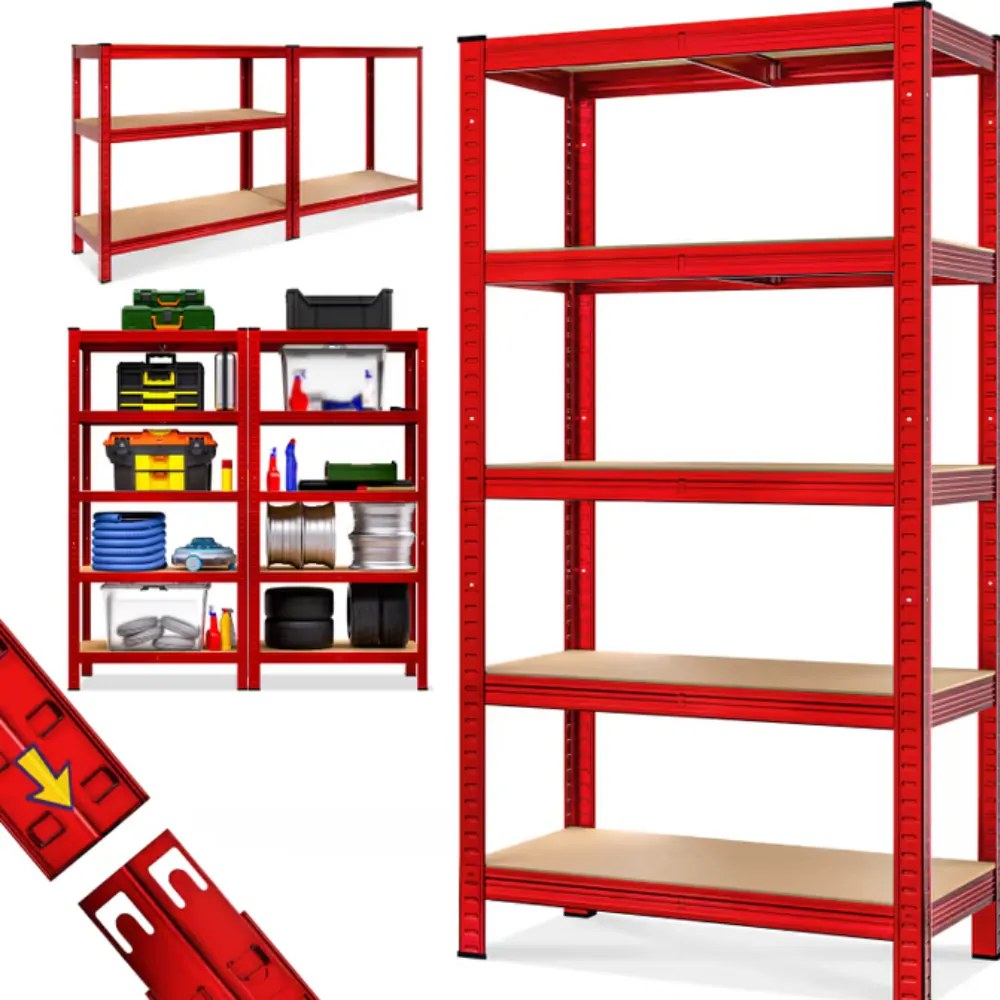 Regál s vysokou nosnosťou HEAVY, max. 875kg, 90x40x180cm, červená Monzana