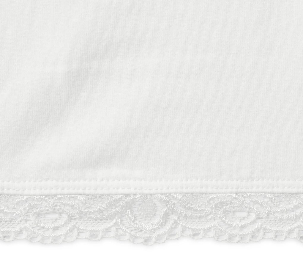 Trojštvrťové legínsy s čipkovým lemom, biele