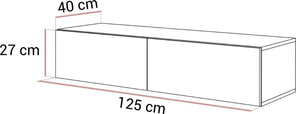 ZÁVESNÝ TV STOLÍK DAZIO KAŠMÍR LESKLÝ 125 cm