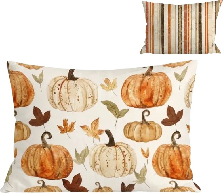 Flanelová obliečka na vankúš PUMPKINS & STRIPES 50x70 cm, farebný