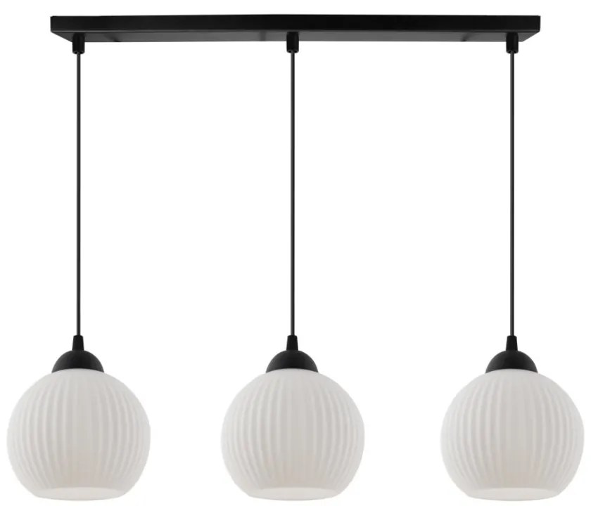 Závesné svietidlo Riffle Round, 3x biele sklenené tienidlo, b