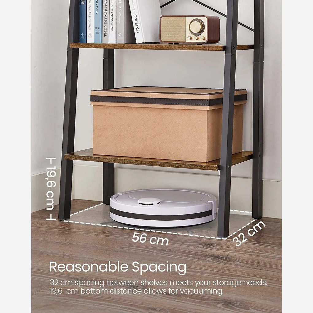 Rebríková stojaca polica, knižnica, rustikálna hnedá