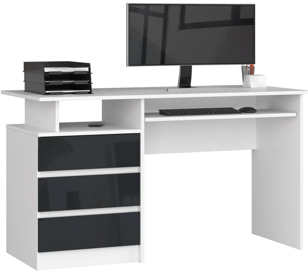 PC stolík Bronte (biela + lesk grafit). Akcia -13%. Vlastná spoľahlivá doprava až k Vám domov. 1128515