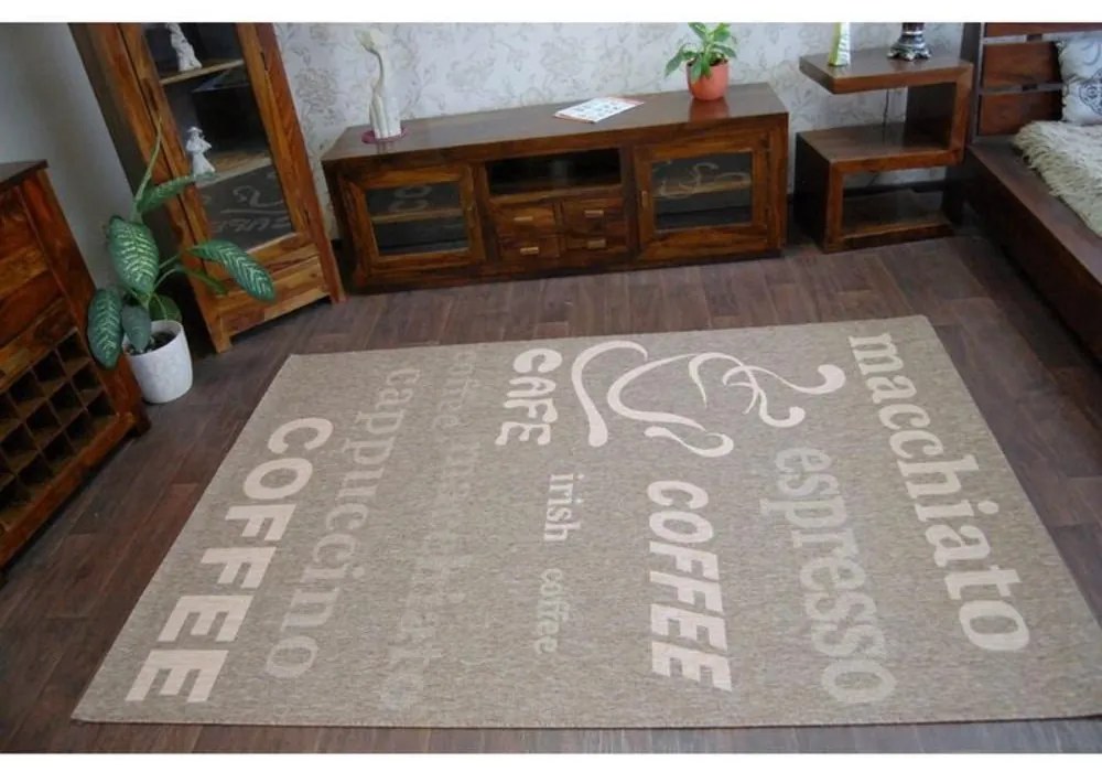 *Kusový koberec Nápisy hnedý 2 120x170cm