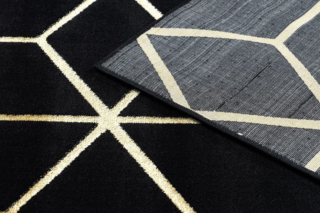 Koberec moderný 3D GLOSS 409C 86  Kocky glamour, art deco čierno / zlatý