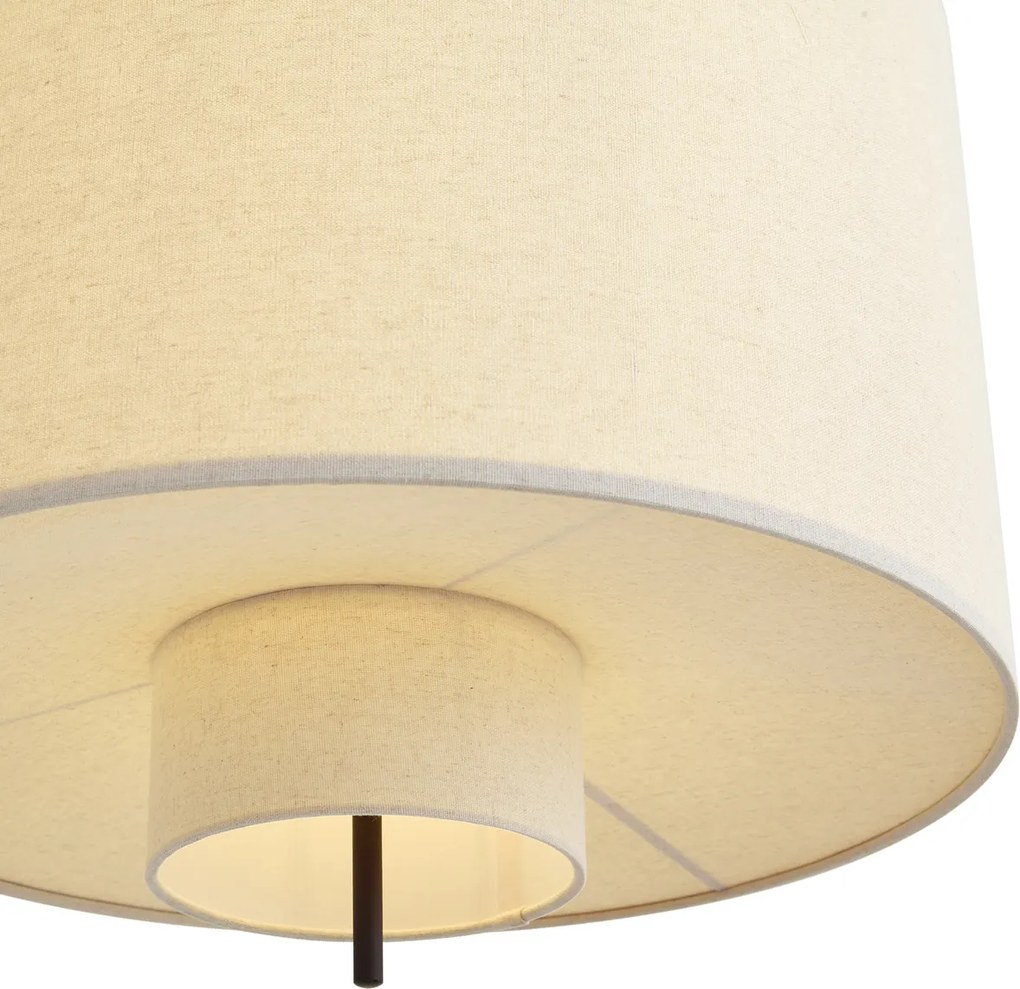 Japandi závesná lampa čierna s bielym ľanovým tienidlom 50cm - Rieu