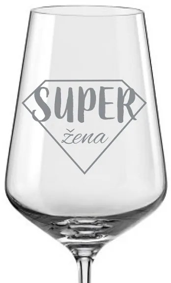 Pieskované poháre na víno Super žena