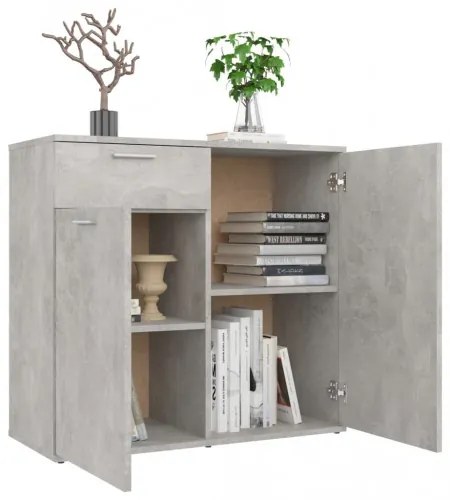 vidaXL Komoda betónová sivá 80x36x75 cm drevotrieska-