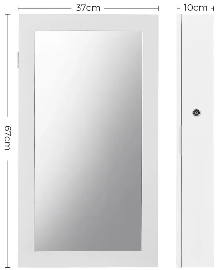 Zrkadlová uzamykateľná skrinka na šperky SONGMICS JBC51W