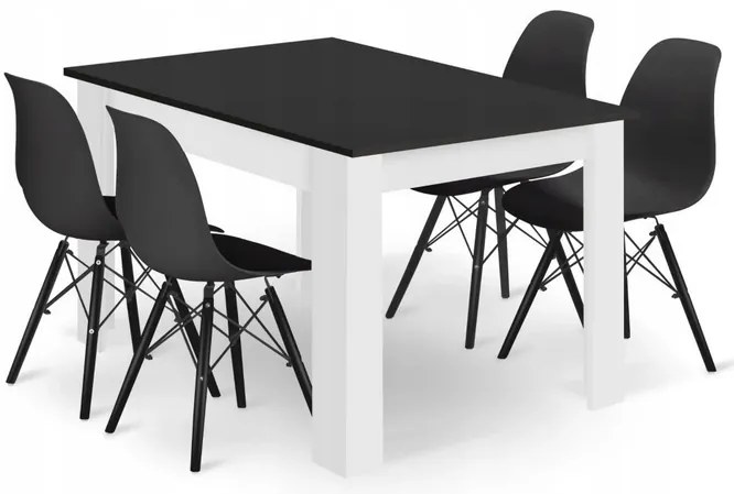 Jedálenská zostava stôl a stoličky 120 x 80 cm dub sonoma, čierne stoličky - vintino-sk