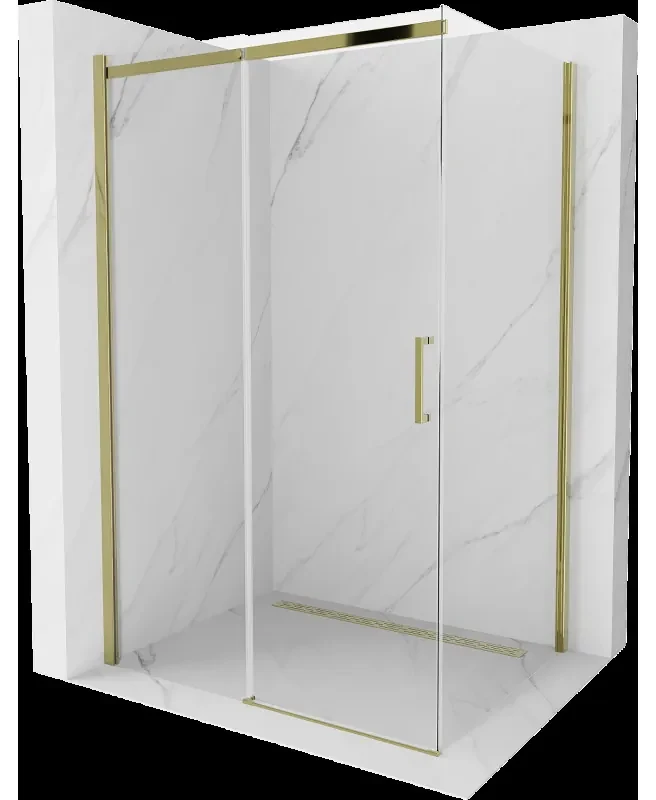 Mexen Omega sprchová kabína, posuvné dvere 140 x 100 cm, transparentnéné, zlatá - 825-140-100-50-00