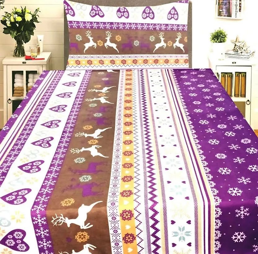 HoD Obliečky Vianočná nálada fialová Flanel 70x90 140x200 cm