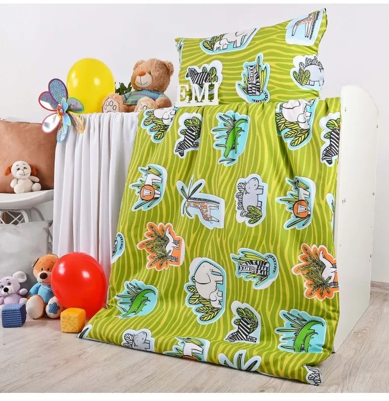 Obliečky detské Jungle zelené EMI, Detský set 90x130 + 45x65