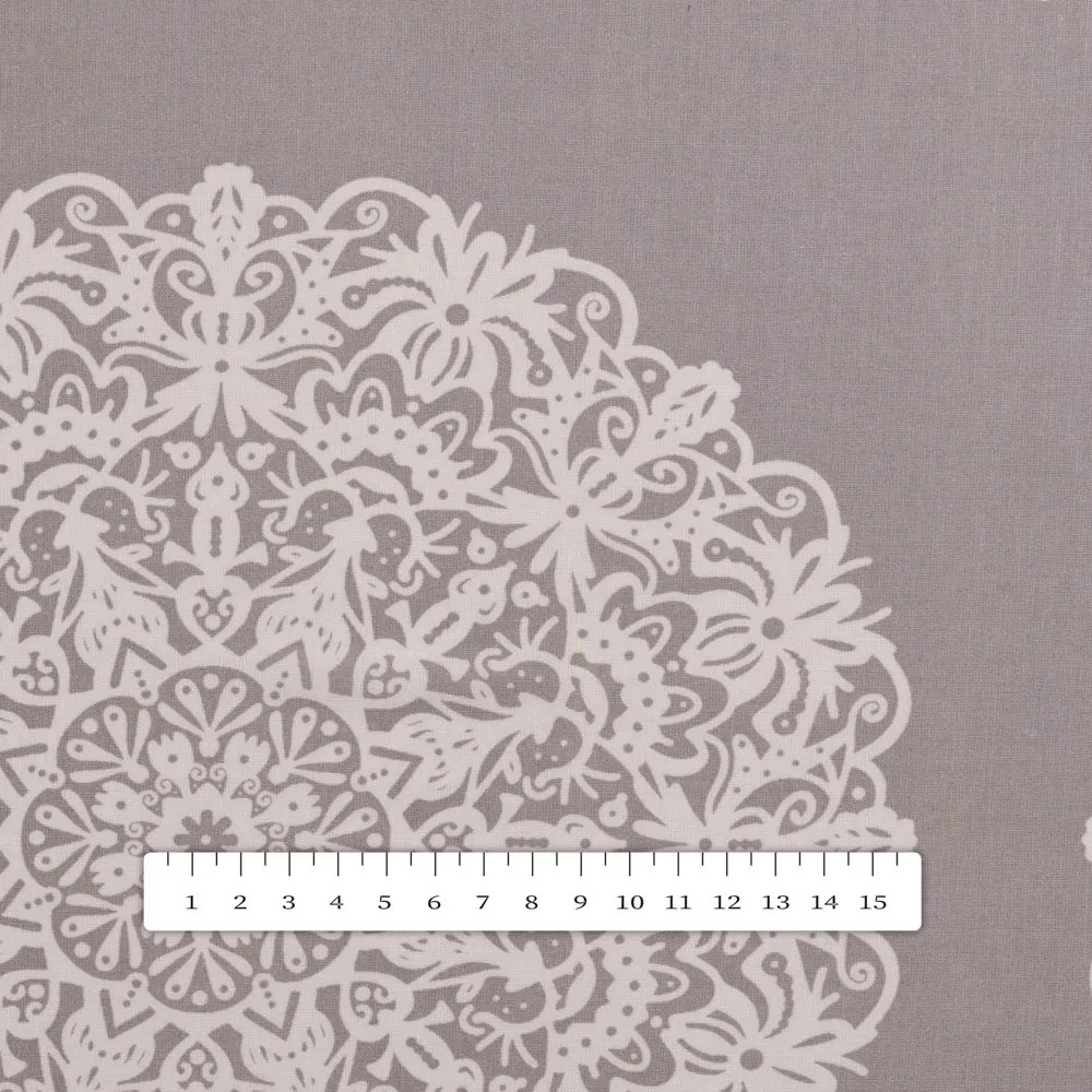 Biante Bavlnený záves Sandra SA-547 Krémové mandaly na béžovosivom 150x150 cm