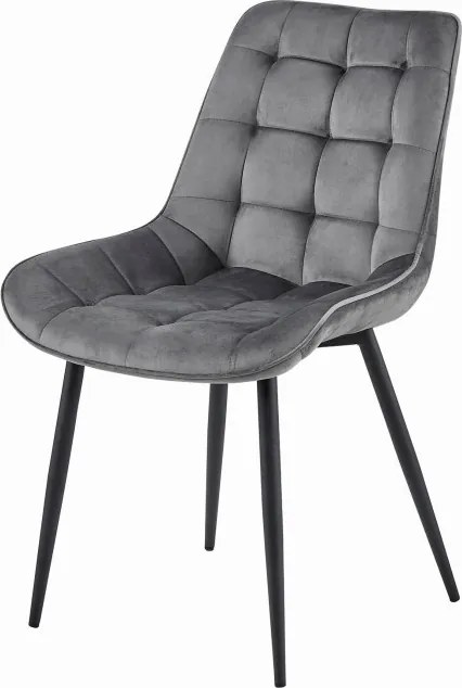 Jedálenská stolička BERA zamatová tmavosivá / čierne nohy
