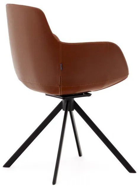 Koňakovohnedé čalúnené jedálenské kreslá v súprave s podrúčkami 2 ks Tissiana – Kave Home