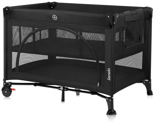 Lionelo - Cestovná postieľka LAURA Black Carbon