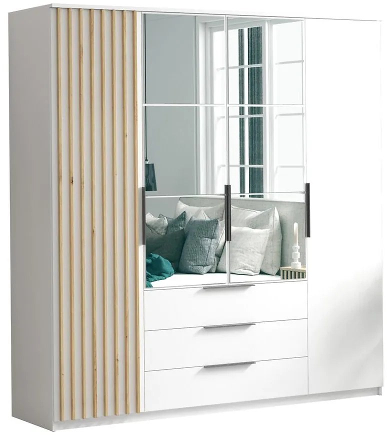 Skriňa Sorento 200 biela+lamel craft zlatá