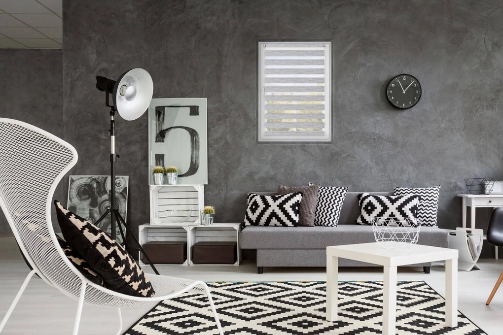 FEXI Roleta Deň a noc, Hesián, Biela, E 001 Šírka rolety: 30 cm, Výška rolety: 150 cm, Strana a farba mechanizmu: Ľavá - Hnedá