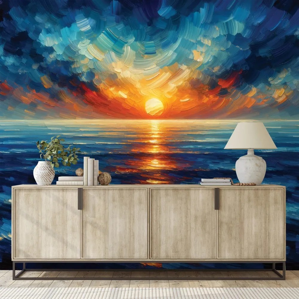 Fototapeta dramatický západ slnka nad oceánom