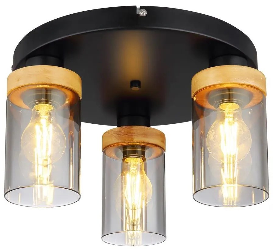 Globo 15557-3D - Prisadený luster FINCA 3xE27/40W/230V kov/drevo