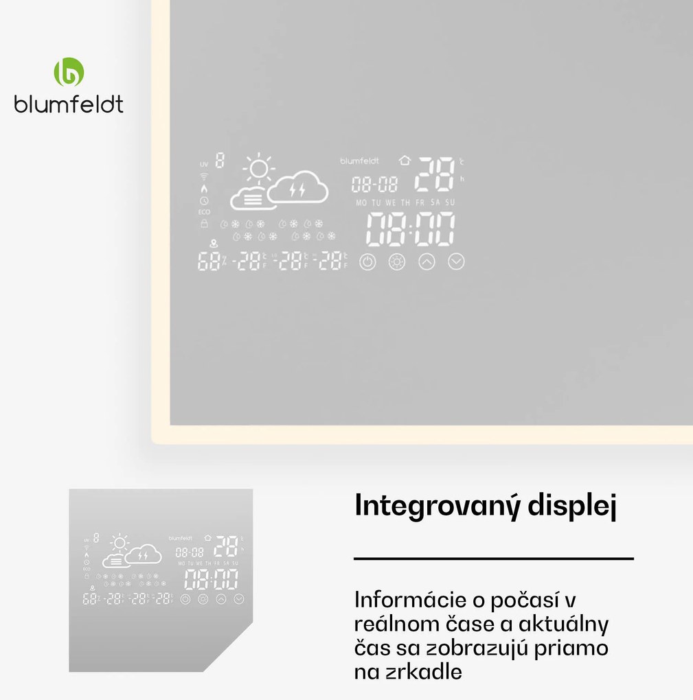 Blumfeldt Infračervený ohrievač, Smart Mirror, Infračervené žiarenie, 500 W, IP43