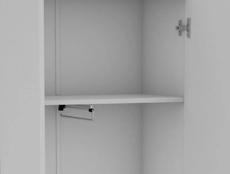 Šatníková skriňa s výsuvnou tyčou Nitro, biela